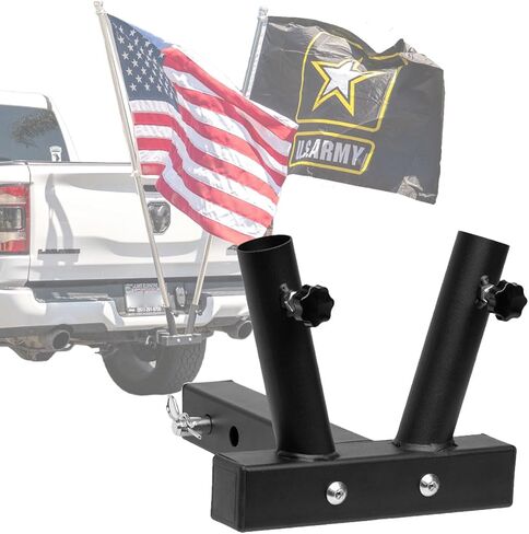Stark USA Hitch Mount 3 Flag Pole Holder with 2-Inch Hitch, Quick Install Trailer Flag Mount, Suitable for Jeep, Trailers, Trucks, SUVs, RVs and Pickups in Saudi Arabia