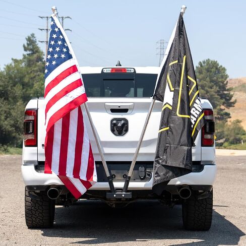 Stark USA Hitch Mount 3 Flag Pole Holder with 2-Inch Hitch, Quick Install Trailer Flag Mount, Suitable for Jeep, Trailers, Trucks, SUVs, RVs and Pickups in Saudi Arabia