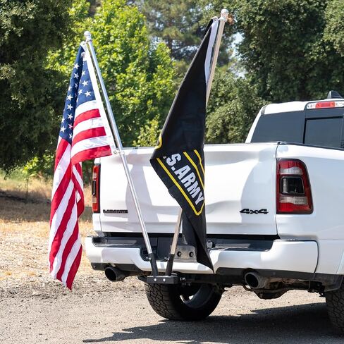 Stark USA Hitch Mount 3 Flag Pole Holder with 2-Inch Hitch, Quick Install Trailer Flag Mount, Suitable for Jeep, Trailers, Trucks, SUVs, RVs and Pickups in Saudi Arabia