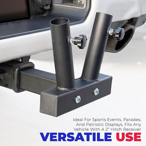 Stark USA Hitch Mount 3 Flag Pole Holder with 2-Inch Hitch, Quick Install Trailer Flag Mount, Suitable for Jeep, Trailers, Trucks, SUVs, RVs and Pickups in Saudi Arabia