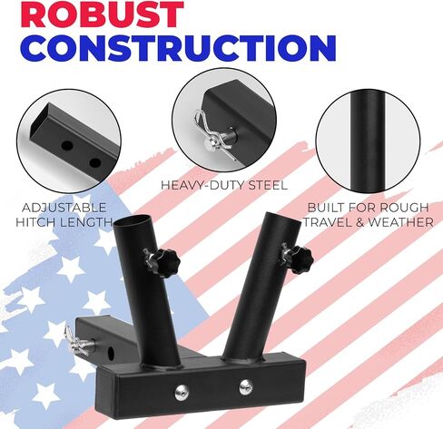 Stark USA Hitch Mount 3 Flag Pole Holder with 2-Inch Hitch, Quick Install Trailer Flag Mount, Suitable for Jeep, Trailers, Trucks, SUVs, RVs and Pickups in Saudi Arabia