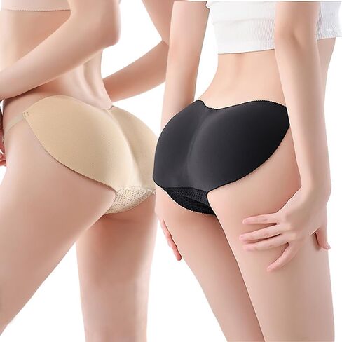 Fangool Women's 2pcs Seamless Padded Butt Lifter Hip Enhancer Thong Control Shapewear Panties Shaper Underwear Panty Beige S in Saudi Arabia