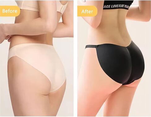 Fangool Women's 2pcs Seamless Padded Butt Lifter Hip Enhancer Thong Control Shapewear Panties Shaper Underwear Panty Beige S in Kuwait