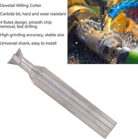 4 Flute Dovetail Milling Cutter Carbide Slotting Tool for Woodworking Easy to Install Efficient Operation Universal Shank (10x60°x60L) in Kuwait