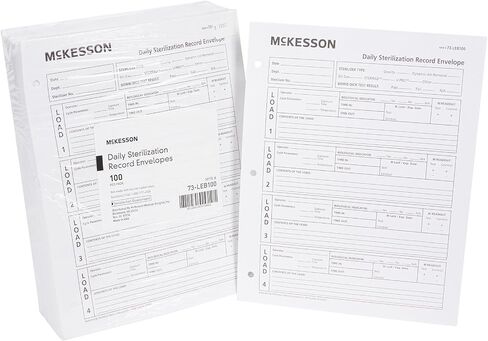 McKesson Daily Sterilization Record Envelope for Each Cycle Laboratory Sterilization Process - White, 8 1/2 in x 11 in, 100 Count, 1 Pack in Saudi Arabia
