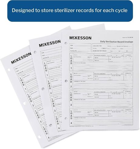 McKesson Daily Sterilization Record Envelope for Each Cycle Laboratory Sterilization Process - White, 8 1/2 in x 11 in, 100 Count, 1 Pack in Saudi Arabia