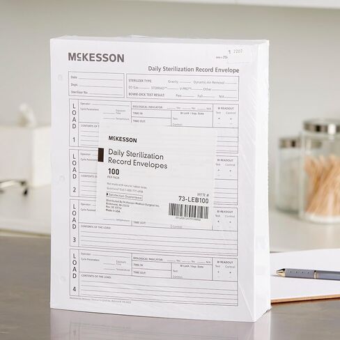McKesson Daily Sterilization Record Envelope for Each Cycle Laboratory Sterilization Process - White, 8 1/2 in x 11 in, 100 Count, 1 Pack in Saudi Arabia