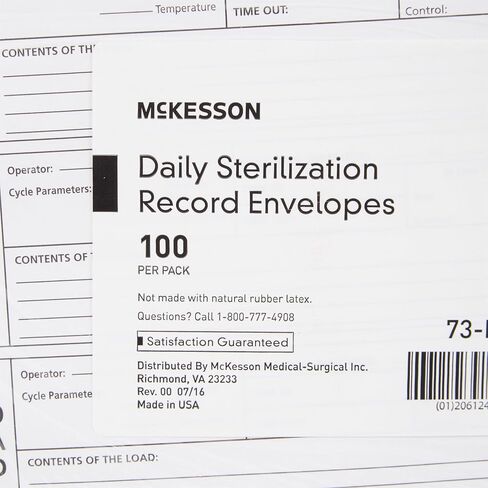 McKesson Daily Sterilization Record Envelope for Each Cycle Laboratory Sterilization Process - White, 8 1/2 in x 11 in, 100 Count, 1 Pack in Saudi Arabia
