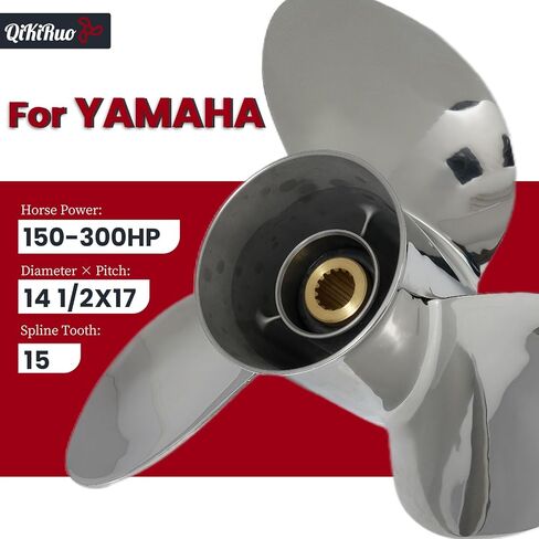 150-300HP مقاوم المقاوم للصدأ المروحة الخارجية FIT Yamaha Motor 14 1/2x19،14 1/2x17،14x19،13 3/4x17،13 3/4x21،15 spline tooth ، RH in Kuwait