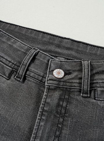 سراويل جينز عريض الساق للنساء العصرية عالي الخصر الجينز الممتد على مستقيم الساق الساق الكاحل الكاحل مع جيوب in Kuwait