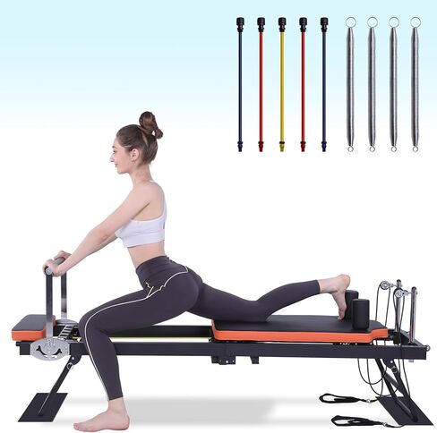 Pilates Reformer,Dpiolrcag Foldable Pilates Machine & Equipment for Home Use and Gym Workout, Suitable for Advanced and Beginners Users, Up to 250 lbs Weight Capacity in Saudi Arabia