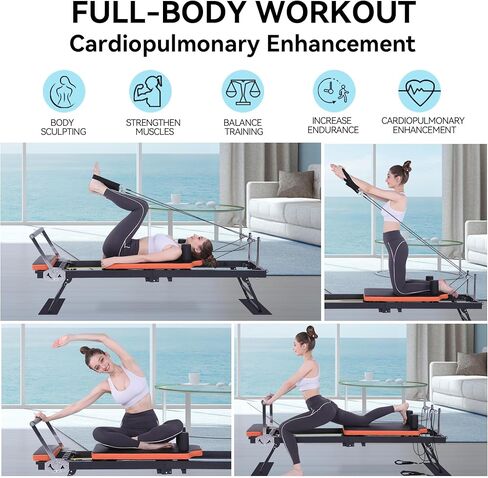 Pilates Reformer,Dpiolrcag Foldable Pilates Machine & Equipment for Home Use and Gym Workout, Suitable for Advanced and Beginners Users, Up to 250 lbs Weight Capacity in Saudi Arabia