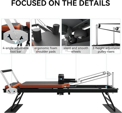Pilates Reformer,Dpiolrcag Foldable Pilates Machine & Equipment for Home Use and Gym Workout, Suitable for Advanced and Beginners Users, Up to 250 lbs Weight Capacity in Saudi Arabia
