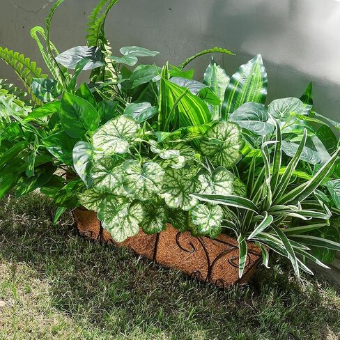 Artificial 8 Bunches Greenery Plants Fake Plastic Leaves with Stems UV Resistant Outside Faux Plants Bushes for Outdoor Patio Garden Front Porch Yard Decor in Saudi Arabia
