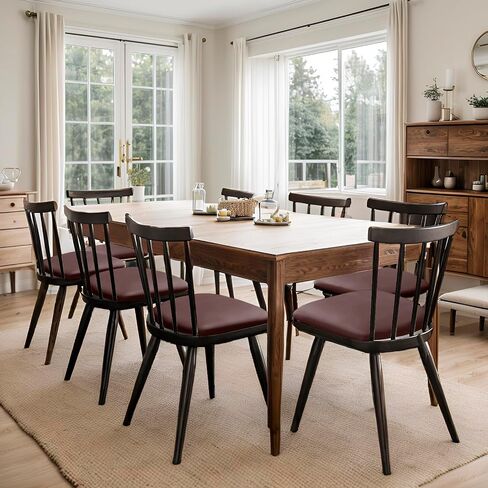 Waterproof PU Leather Seat Covers for Dining Room Chairs, Stretch Dining Chair Slipcovers, Kitchen Chair Seat Covers Set of 6, Non-Slip & Washable (Brown) in Saudi Arabia
