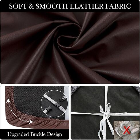Waterproof PU Leather Seat Covers for Dining Room Chairs, Stretch Dining Chair Slipcovers, Kitchen Chair Seat Covers Set of 6, Non-Slip & Washable (Brown) in Saudi Arabia