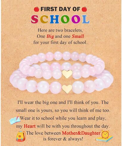 Mother Daughter Bracelets, Set of 2 Mommy And Me Mothers Day Gifts for Mom, Graduation First Day of Kindergarten Back to School Gifts for Daughter, Easter Christmas Stocking Stuffers Valentines in Saudi Arabia
