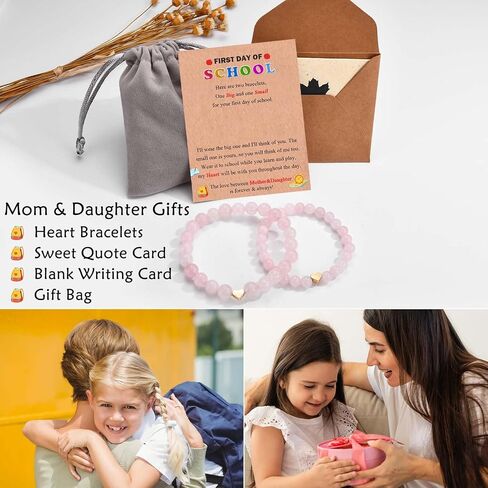 Mother Daughter Bracelets, Set of 2 Mommy And Me Mothers Day Gifts for Mom, Graduation First Day of Kindergarten Back to School Gifts for Daughter, Easter Christmas Stocking Stuffers Valentines in Saudi Arabia