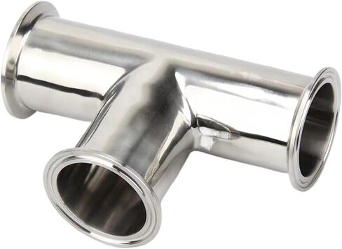 1pcs 19/25/32/38/45/51/57/63/76/89/102/108mm O/D 304 Stainless Steel Ferrule 3 Way Tee Connector Pipe Fitting 1.5"-4" Tri Clamp(32mm x Ferrule 50.5) in Saudi Arabia