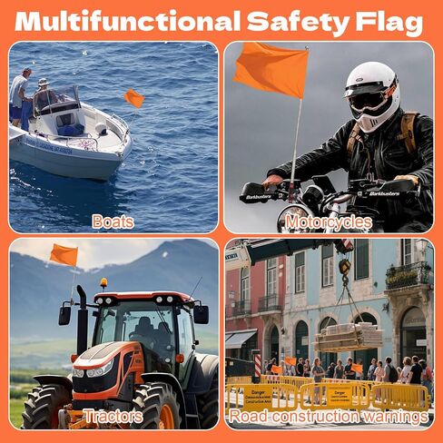 Orange Boat Flag, 12" x 18" Water Ski Boat Safety Flag with 79" Metal Retractable Boat Safety Flagpole and Fix Base for Kayak Floating Tubing Wakeboarding Swimming Surfing Watersports in Saudi Arabia