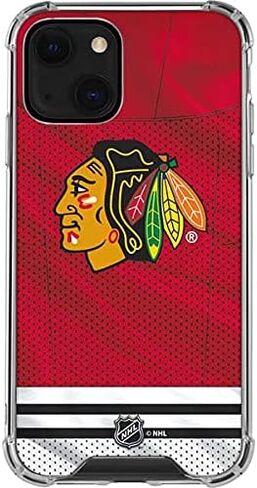 Skinit Clear Phone Case متوافق مع iPhone 13 Mini - تصميم NHL Blackhawks Red Stripes المرخص رسميًا in Kuwait