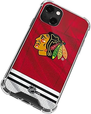 Skinit Clear Phone Case متوافق مع iPhone 13 Mini - تصميم NHL Blackhawks Red Stripes المرخص رسميًا in Kuwait