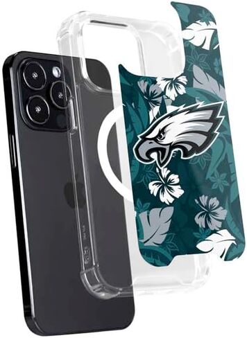 Skinit Phone Case Compatible with MagSafe iPhone 15 Pro - Officially Licensed NFL Philadelphia Eagles Tropical Print Design in Saudi Arabia