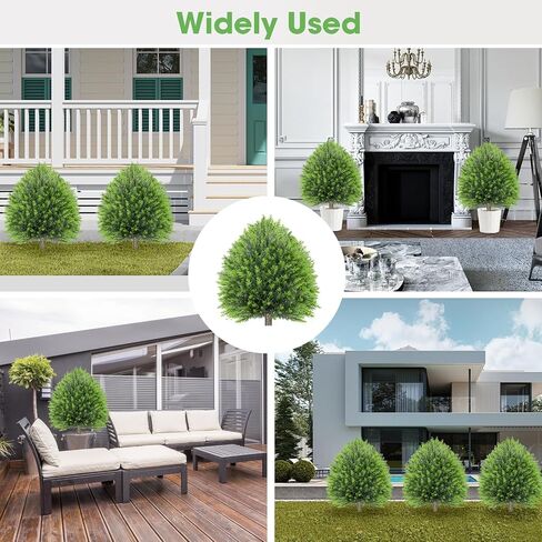 25.6" Artificial Boxwood Topiary Ball Trees: 2 Pack Fake Shrubs with Spike – UV Resistant & Fade Resistant Faux Bushes, Evergreen Artificial Plants for Indoor Outdoor Front Porch Garden in Saudi Arabia