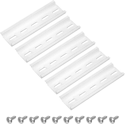 MECCANIXITY DIN Rail 6" x 1.4" x 0.3" Slotted Zinc Plated Iron Mounting Guide with Stainless Steel Hex Socket Screw for Equipment Installation 2 Set in Saudi Arabia