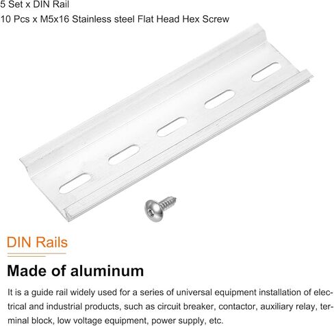 MECCANIXITY DIN Rail 6" x 1.4" x 0.3" Slotted Zinc Plated Iron Mounting Guide with Stainless Steel Hex Socket Screw for Equipment Installation 2 Set in Saudi Arabia