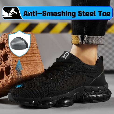 Steel Toe Shoes for Men Lightweight Work Shoes Safety Shoes Air Cushioned Steel Toe Sneakers Indestructible Steel Tennis Toe Shoes Construction Industrial Work Safety Sneakers in Saudi Arabia