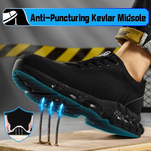 Steel Toe Shoes for Men Lightweight Work Shoes Safety Shoes Air Cushioned Steel Toe Sneakers Indestructible Steel Tennis Toe Shoes Construction Industrial Work Safety Sneakers in Saudi Arabia