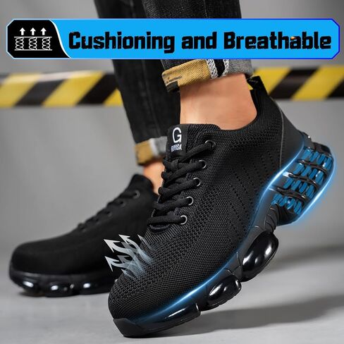 Steel Toe Shoes for Men Lightweight Work Shoes Safety Shoes Air Cushioned Steel Toe Sneakers Indestructible Steel Tennis Toe Shoes Construction Industrial Work Safety Sneakers in Saudi Arabia