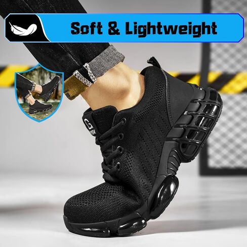 Steel Toe Shoes for Men Lightweight Work Shoes Safety Shoes Air Cushioned Steel Toe Sneakers Indestructible Steel Tennis Toe Shoes Construction Industrial Work Safety Sneakers in Saudi Arabia