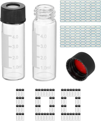 Patikil 4ml Autosampler Vial ، 100pcs HPLC/GC Vials 9-425 LAB Clear Vials عينة من القارورة غطاء المسمار التصحيح PTFE و SILICONE مع ملصقات لـ LC Stamper in Saudi Arabia