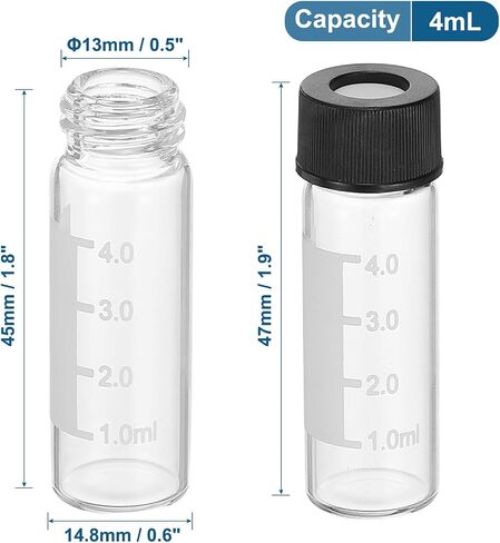 Patikil 4ml Autosampler Vial ، 100pcs HPLC/GC Vials 9-425 LAB Clear Vials عينة من القارورة غطاء المسمار التصحيح PTFE و SILICONE مع ملصقات لـ LC Stamper in Saudi Arabia