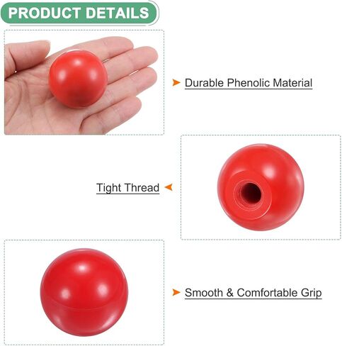 12-Pack Threaded Ball Knobs, M6 Female Thread 25mm Dia. Thermoset Ball Knob for Lathe/Machine/Lawn Mowers, Round Phenolic Lever Handle [Red] in Saudi Arabia