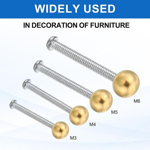 PATIKIL 20pcs M3/M4/M5/M6 Ball Thread Cap Nuts Knob, Brass Gold Light Fixture Screws Nut Lamp Decorative Screw Caps Cover for Lighting, 10mm/12mm in Kuwait