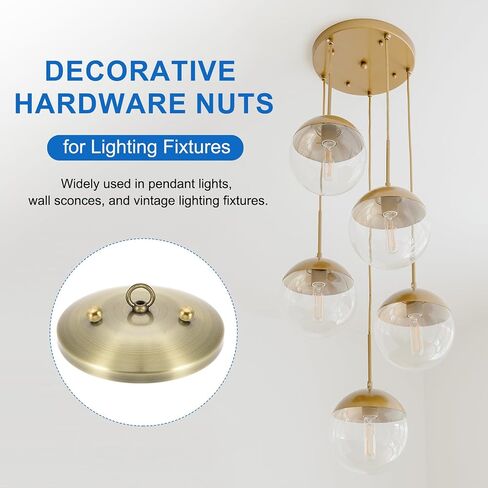 PATIKIL 20pcs M3/M4/M5/M6 Ball Thread Cap Nuts Knob, Brass Gold Light Fixture Screws Nut Lamp Decorative Screw Caps Cover for Lighting, 10mm/12mm in Kuwait