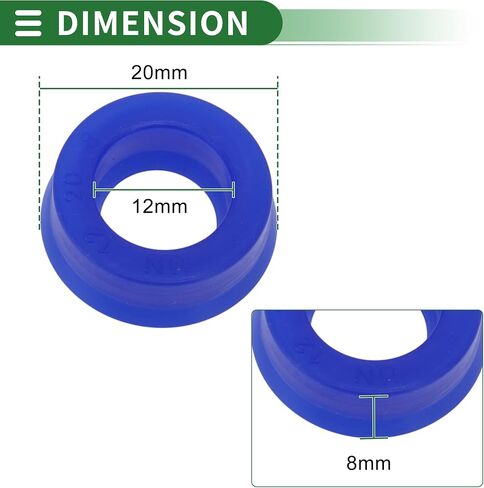 Universal Oil Seal UN Lip Seal Ring Rotary Shaft Seal 12x20x8mm High Pressure TPU Blue 10 Pcs in Saudi Arabia