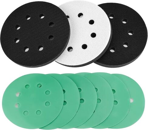 Foam Sanding Pads for Orbital Sander - 3PCS 5 Inch 8 Holes Interface Hook and Loop Surfprep Pad With 6PCS Festool Sandpapers in Saudi Arabia