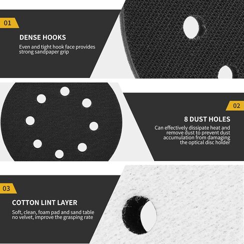 Foam Sanding Pads for Orbital Sander - 3PCS 5 Inch 8 Holes Interface Hook and Loop Surfprep Pad With 6PCS Festool Sandpapers in Saudi Arabia