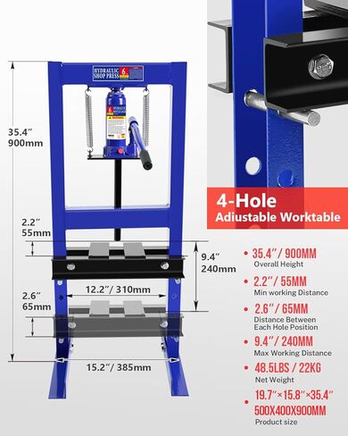 20 طن من المتجر الهيدروليكي ، مكبس الحامل الأرضي H-Frame للمرآب والمعادن ، ارتفاع قابل للتعديل (4.7 "-32.3") مع لوحات ختم-مثالية للانحناء ، الاستقامة ، المحمل/إزالة المفصل U. in Kuwait