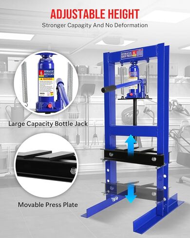 20 طن من المتجر الهيدروليكي ، مكبس الحامل الأرضي H-Frame للمرآب والمعادن ، ارتفاع قابل للتعديل (4.7 "-32.3") مع لوحات ختم-مثالية للانحناء ، الاستقامة ، المحمل/إزالة المفصل U. in Kuwait