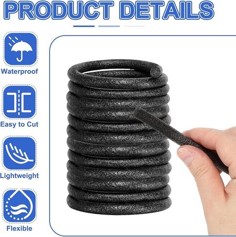 PATIKIL 5/16 Inch(8mm) Diameter x 1312.3 Feet Backer Rod for Gaps and Joints, Foam Rope Caulk Crack Joint Filler Roll Seal Weather Strip for Home Construction, Black in Saudi Arabia