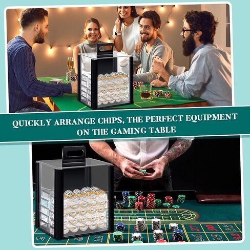 Hiboom 11 PCS Case Acrylic Poker Chip ، مجموعة Chip Dressions بما في ذلك حامل حالة عرض Acrylic Carrier (1000 سعة) in Kuwait