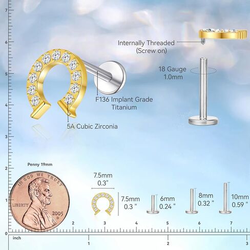Limerencia Pure Titanium F136 Hypoallergenic Percing Jewelry ، Flat Back Back Stud stud intering 18G للغضاريف/tragus/helix/conch/الأنف in Saudi Arabia