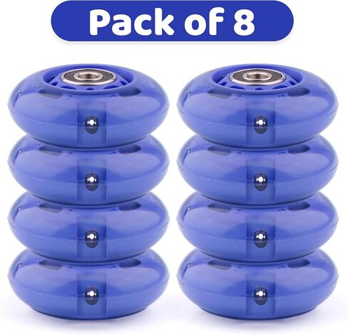 8pcs 70mm inline Skate Wheels Purple Flashing Wheels for Kids and Youth Beginners Children's Inline Skates Indoor/Outdoor Use (Purple, 70mm) in Saudi Arabia