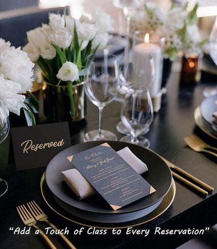 12 Pack Reserved Table Signs for Wedding, Elegant Reserved Seating Signs for Tables, Designed for Wedding, Parties and Events 4x3 Inches Black in Kuwait