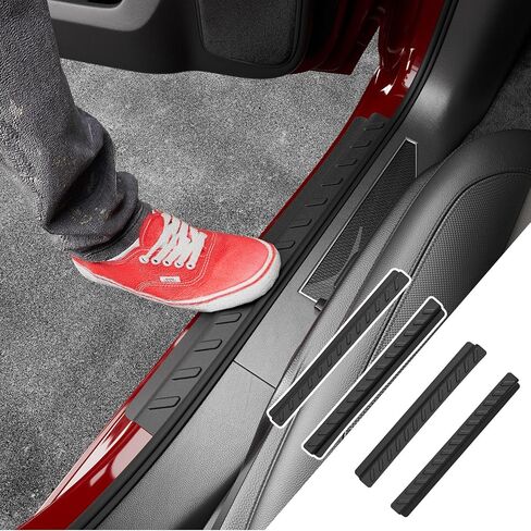 powoq Door Sill Protector Compatible with 2019-2025 Chevy Silverado GMC Sierra 1500 TPE Car Door Protector 4Pcs Car Sill Guard Replacement for 2019-2025 Chevy Silverado Accessories in Saudi Arabia